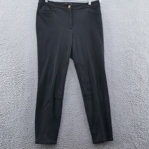 Talbots Womens Black Skinny Ankle Pants Equestrian Faux Suede Knee Patch Size 8